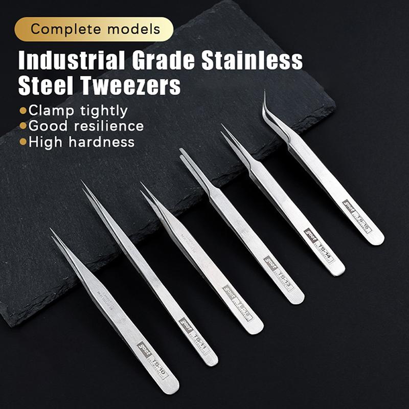 Diy Electronics Tools - 【LM】6Piece Stainless Steel Tweezers Bent Straight
